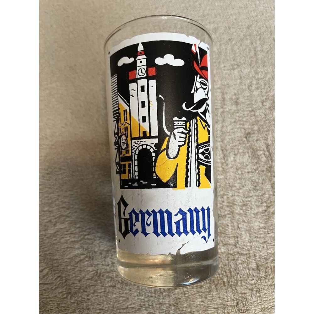 Vintage VTG Libbey Cities of the World Highball Tumbler Glass Germany Gold Rim